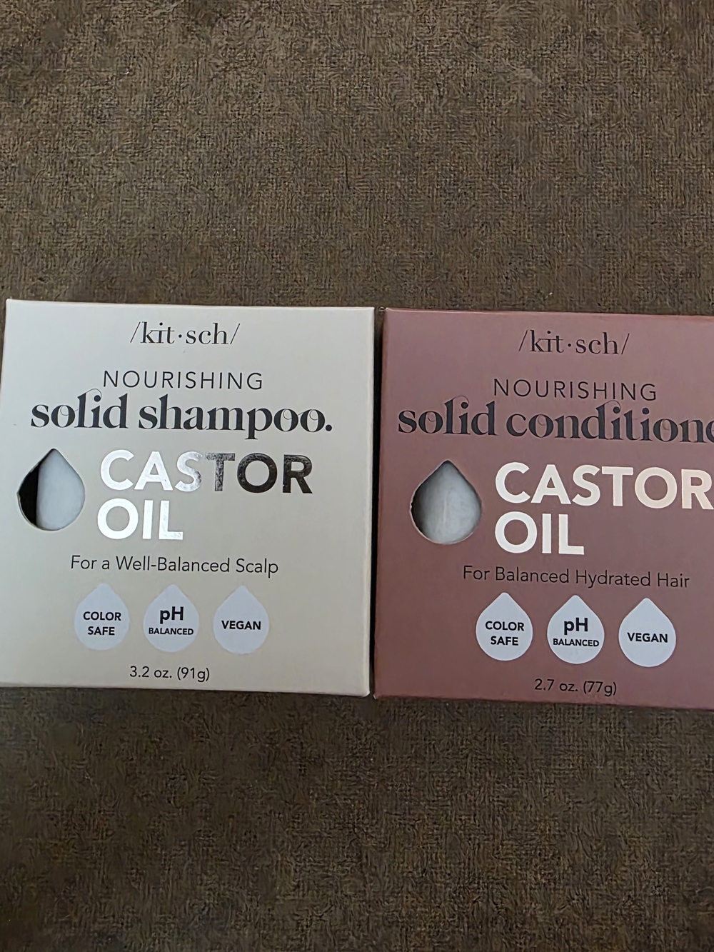 Kitsch Castor Oil Solid Shampoo & Conditioner Bars - Cream & Mauve